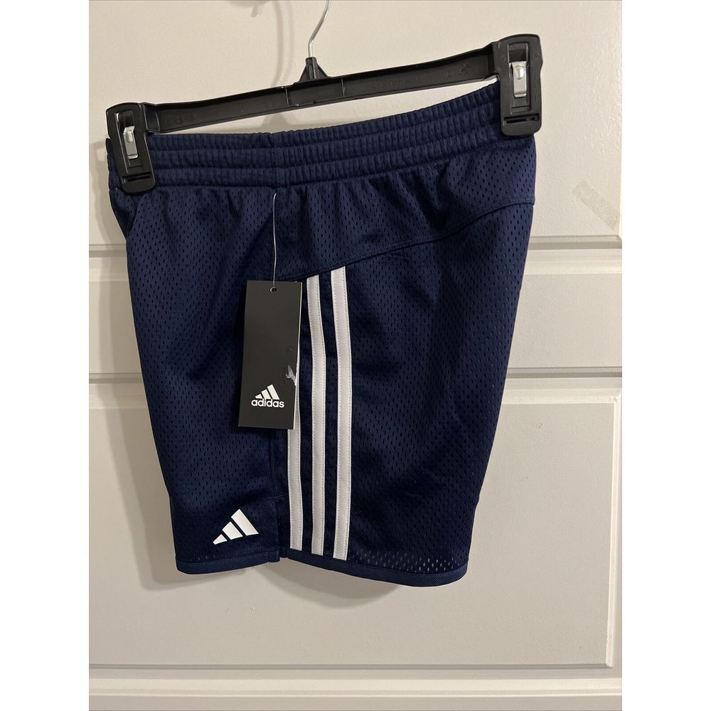 Adidas Girls' Collegiate‎ Navy 3 White Stripes Shorts Size M (10/12) AH4368